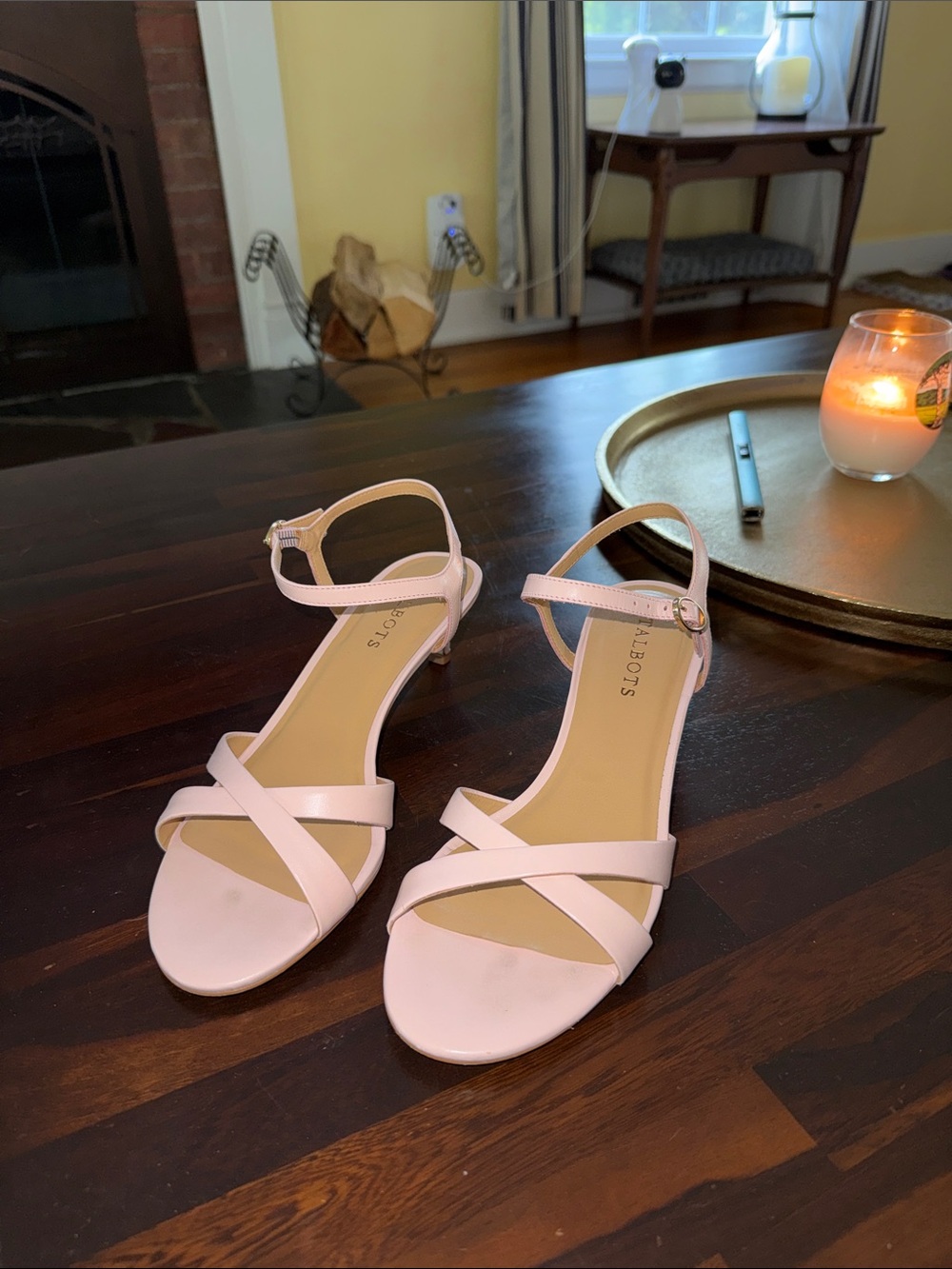 Talbots Women's Light Pink Crisscross Ankle-Strap Sandals